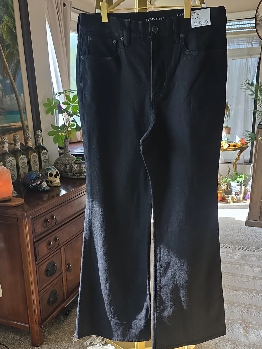 J. Crew Black Rinse Vintage Flare Wide-Leg Jeans Stretch Size 29
